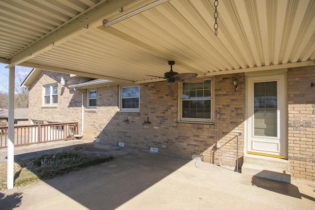 view of patio with a ceiling fan