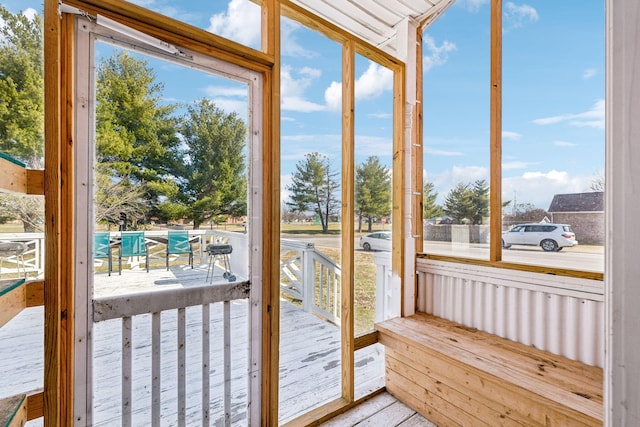 view of unfurnished sunroom