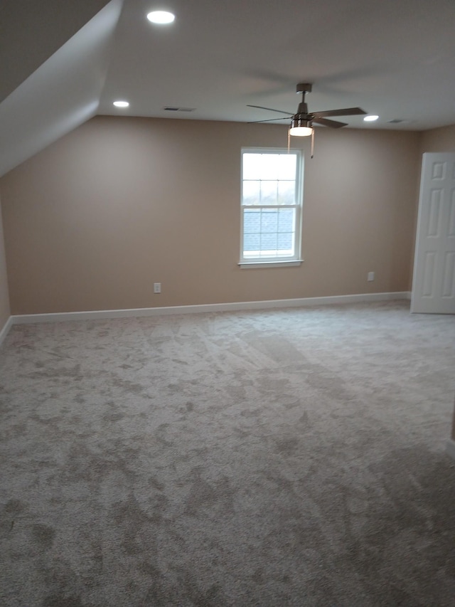 interior space with baseboards, carpet flooring, and recessed lighting