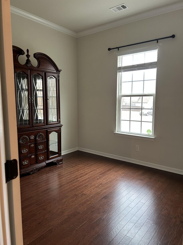 1012 Wooden Gate Dr, Franklin, TN 37064 - spare room with dark wood-type flooring, ornamental molding, and baseboards