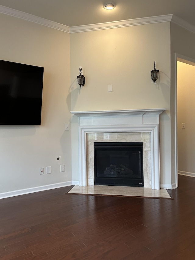 1012 Wooden Gate Dr, Franklin, TN 37064 - detailed view of ornamental molding, wood finished floors, a high end fireplace, and baseboards