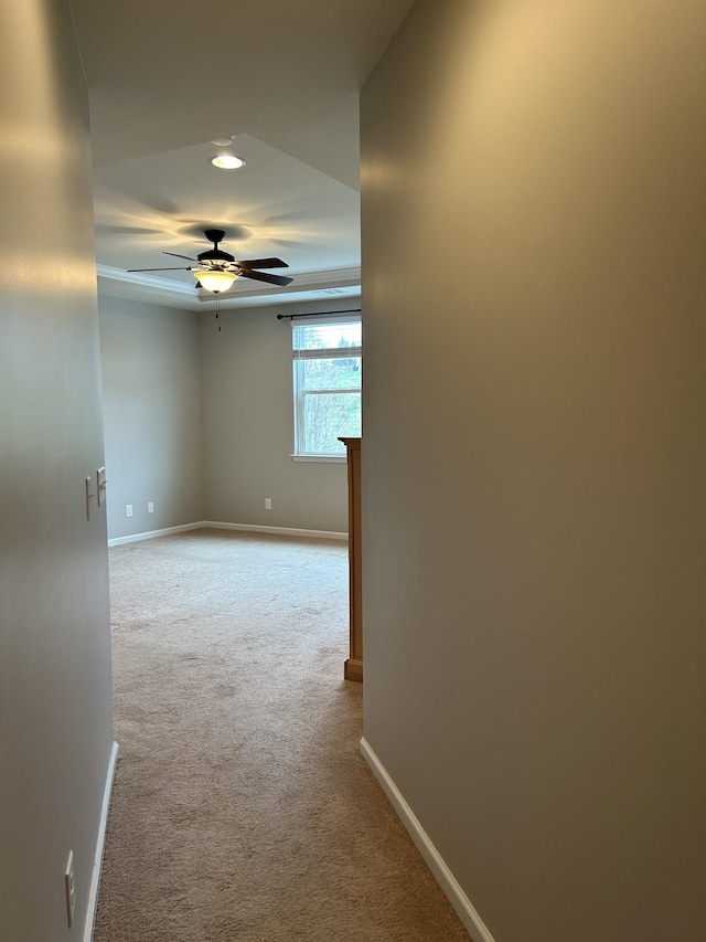 1012 Wooden Gate Dr, Franklin, TN 37064 - carpeted empty room with a ceiling fan, baseboards, recessed lighting, and a tray ceiling