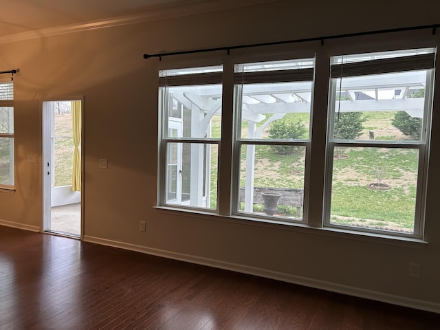 1012 Wooden Gate Dr, Franklin, TN 37064 - spare room with baseboards, crown molding, and dark wood-style flooring