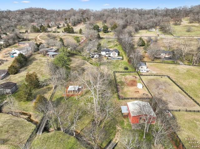 aerial view with a rural view