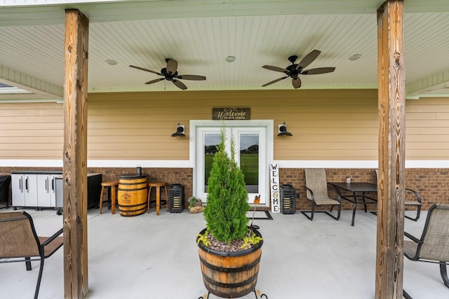 view of patio / terrace with a ceiling fan