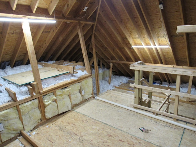 view of unfinished attic