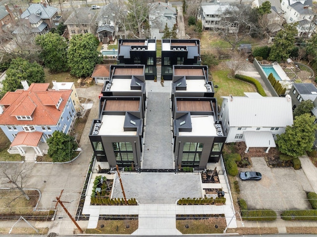 drone / aerial view with a residential view