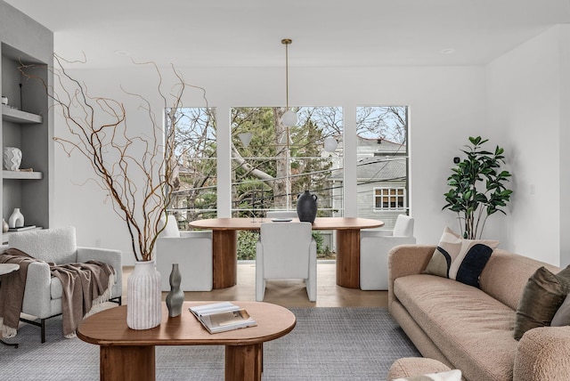 living area with wood finished floors