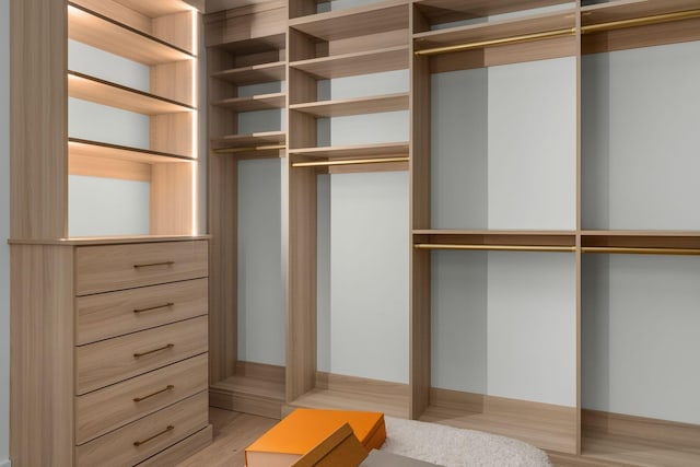 walk in closet featuring light wood-type flooring