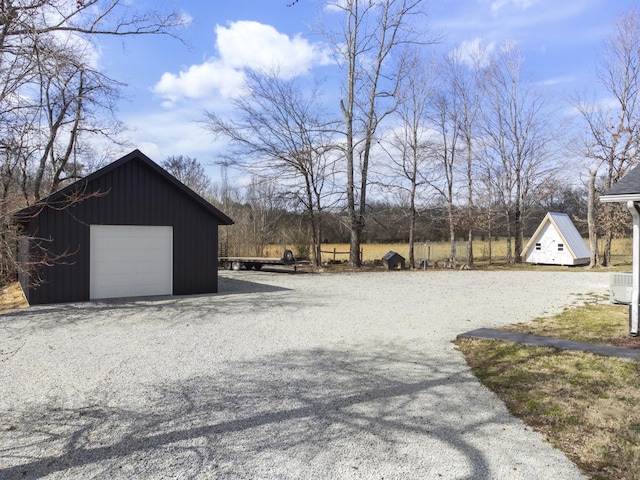 view of detached garage