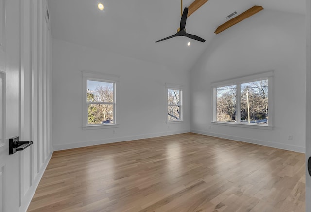 interior space with light wood-style floors, visible vents, and baseboards