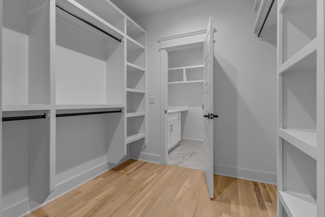 spacious closet with light wood finished floors