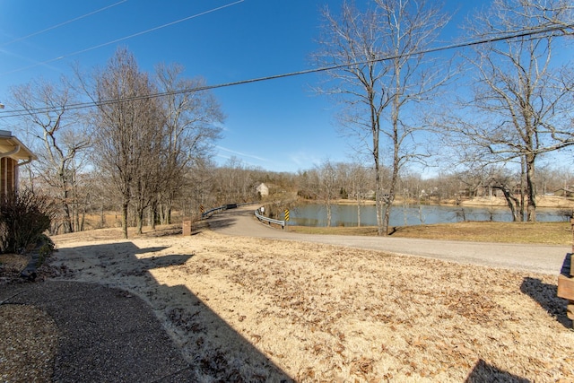 view of yard featuring a water view