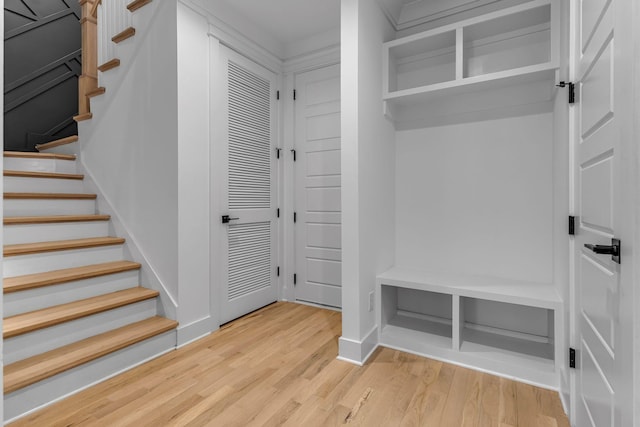 mudroom with light wood-type flooring