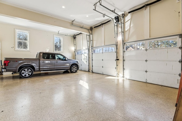 garage featuring recessed lighting