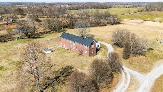 aerial view featuring a rural view