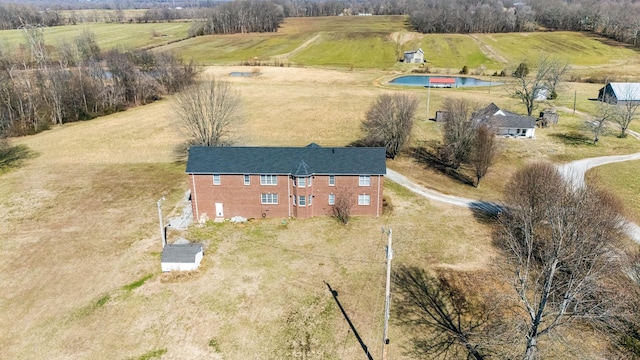 aerial view featuring a rural view