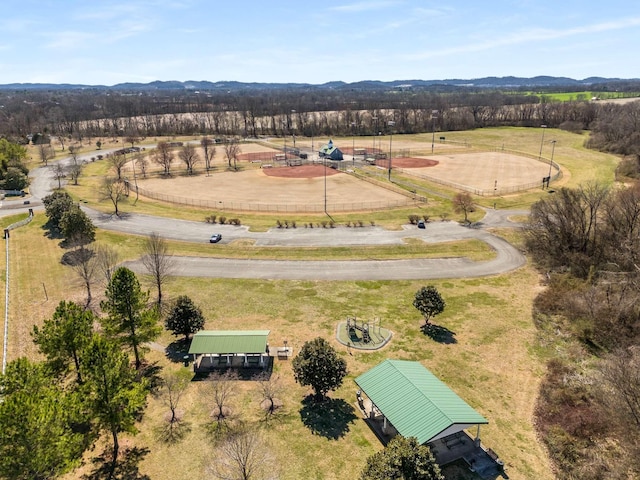 birds eye view of property featuring a rural view