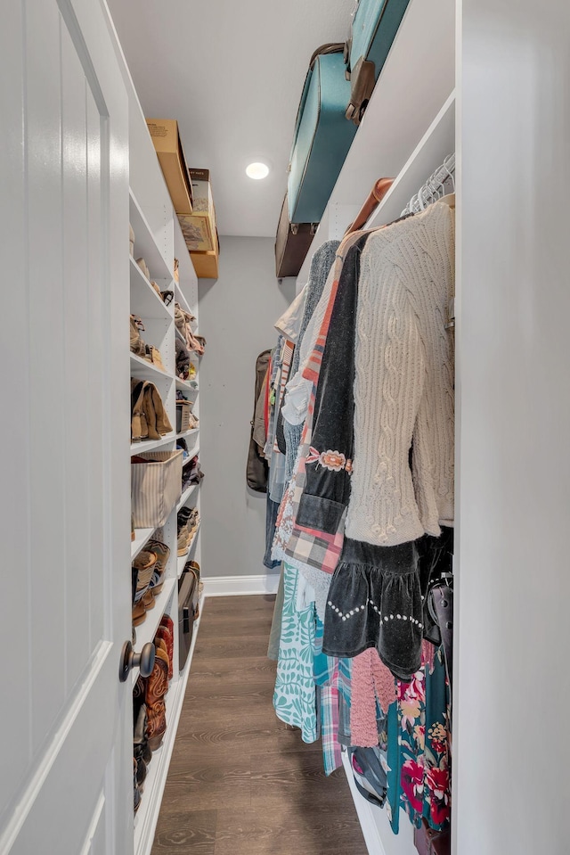 spacious closet with wood finished floors