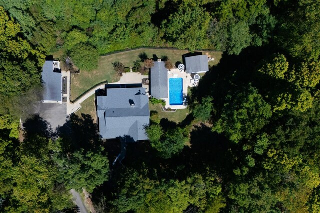 aerial view featuring a forest view