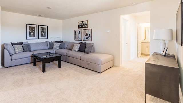 view of carpeted living area