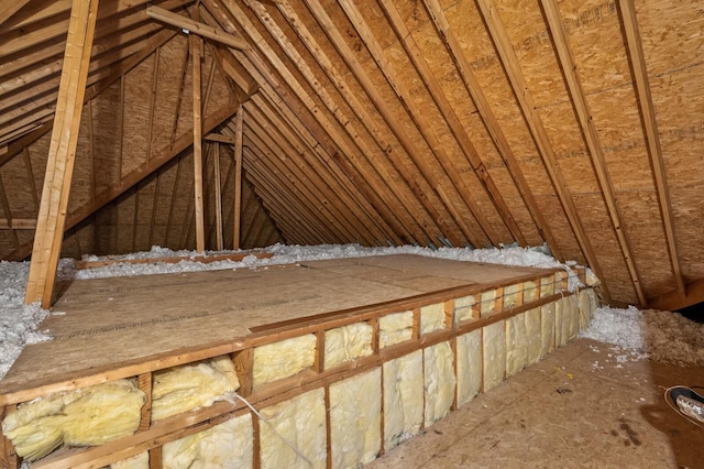 view of unfinished attic