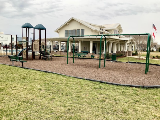 communal playground with a yard