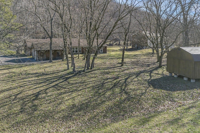 view of yard featuring an outbuilding