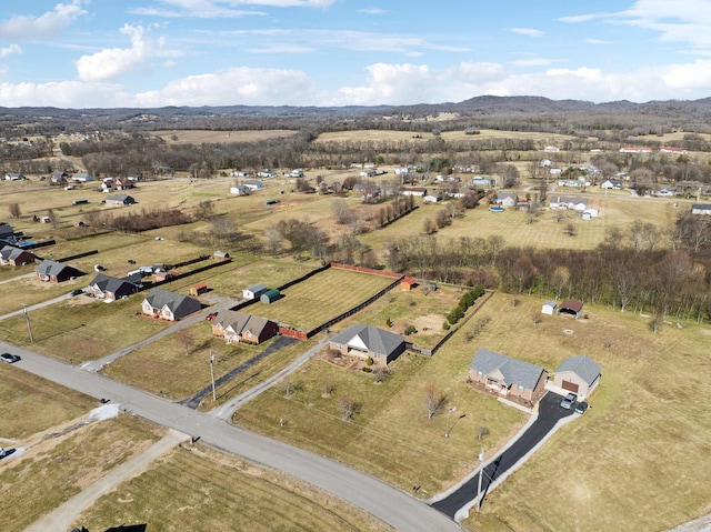 aerial view featuring a rural view