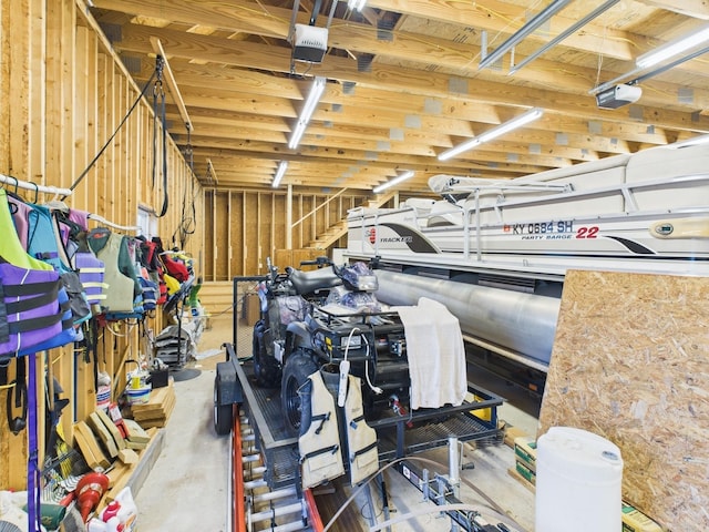 garage with a garage door opener