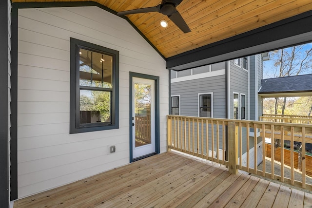 deck featuring a ceiling fan