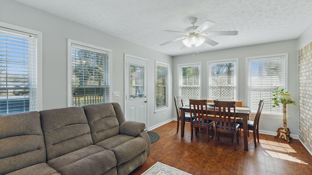 interior space featuring ceiling fan