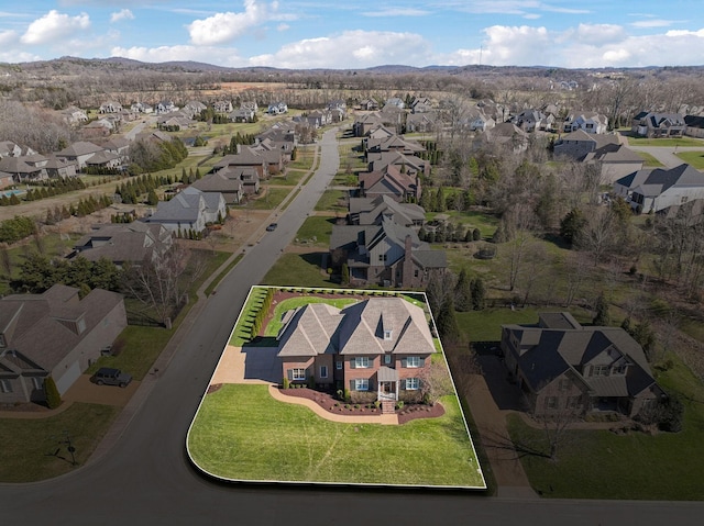 aerial view with a residential view