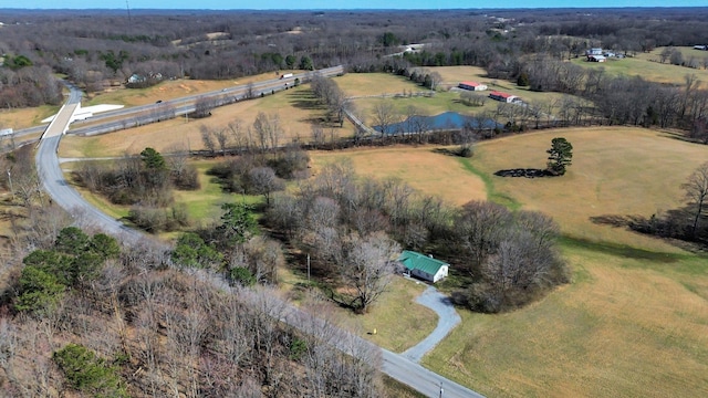 drone / aerial view featuring a rural view