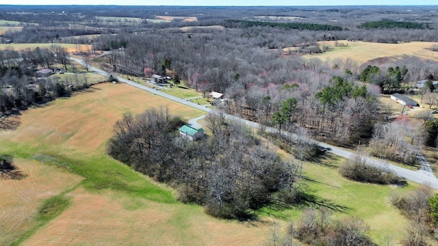 aerial view featuring a rural view