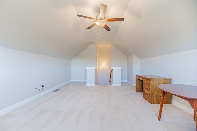 127 Odie Ray St, Gallatin, TN 37066 - bonus room featuring baseboards, vaulted ceiling, a ceiling fan, and light colored carpet
