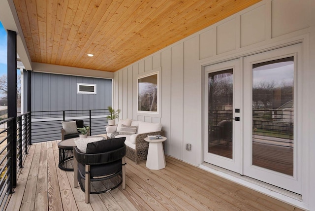 wooden terrace with french doors