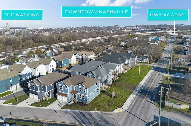 drone / aerial view with a residential view