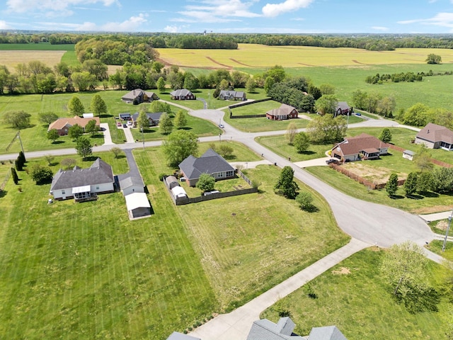 birds eye view of property with a rural view