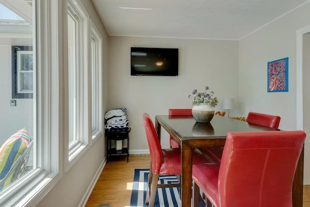 dining room featuring baseboards and wood finished floors