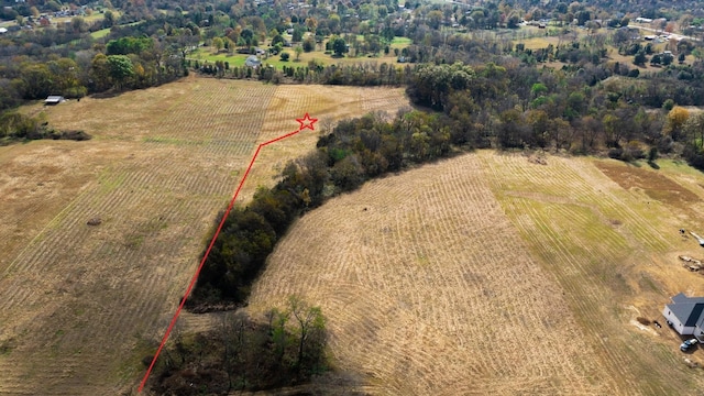 drone / aerial view with a rural view