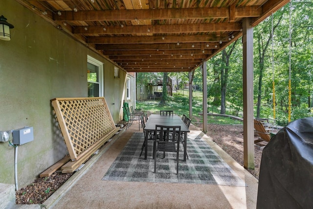 view of patio featuring outdoor dining space and area for grilling