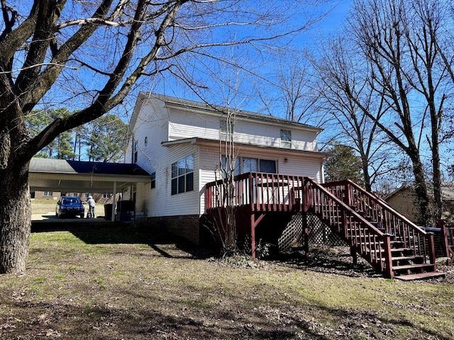 exterior space with a deck and stairway