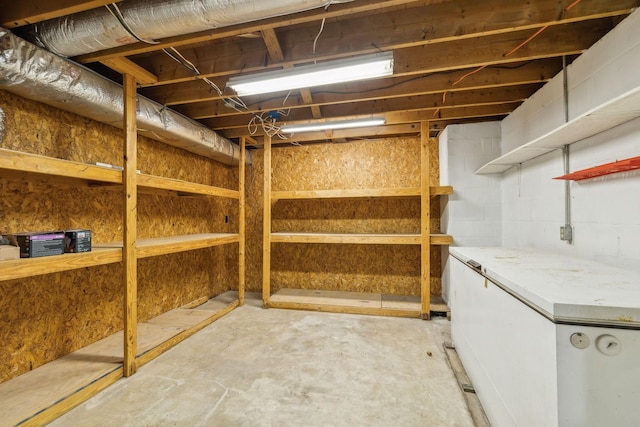 view of unfinished basement