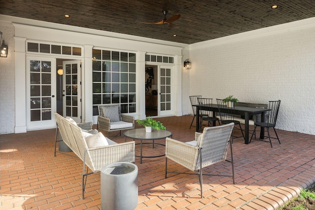 5042 Hill Place Dr, Nashville, TN 37205 - view of patio featuring ceiling fan, french doors, and outdoor dining area