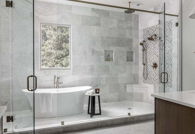 5042 Hill Place Dr, Nashville, TN 37205 - full bath with a stall shower and a freestanding bath