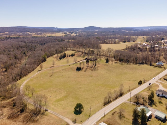 aerial view with a rural view