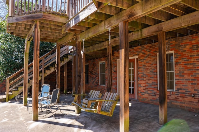 view of patio featuring stairs