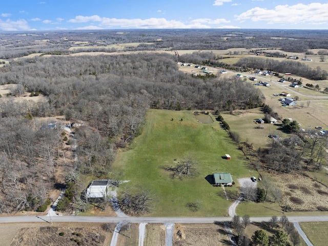 birds eye view of property featuring a rural view
