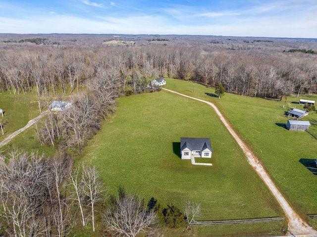 aerial view featuring a rural view